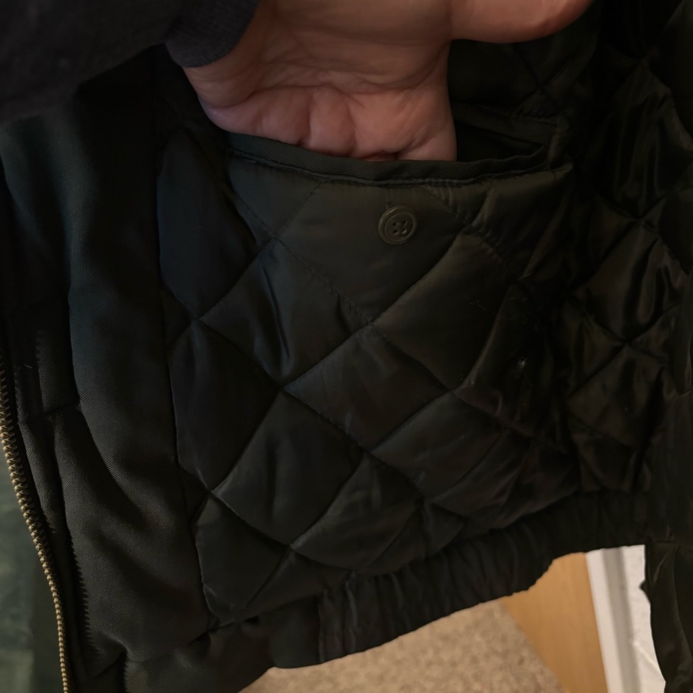 Vintage Military Utility Jacket Men's XL Olive Green Quilted Waterproof Workwear - Picture 8 of 10